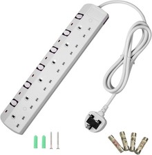 TISDLIP Power Strip with Individual Switches Multi-Sockets 6 Gang 1.8M Extension