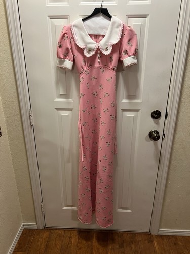 Vintage pink floral - pink, dress
