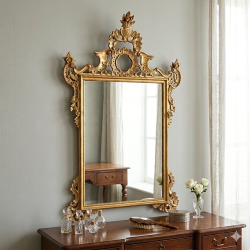 Antique mirror carved gilded - mirror,