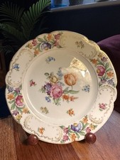 Schumann Bavaria Empress Dresden Flowers Plate 19.5cm Gold Gilt c1900s–50s