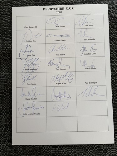Derbyshire ccc a4 signed - derbyshire,