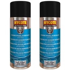 Hycote Colour Spray Paint Aerosol XUK0121 Black Engine Enamel 400mL x 2 Fast Dry