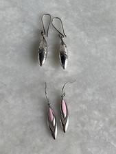 925 Silver Drop Earrings Two Pairs Silver 925 Teardrop Dangle Earrings Bundle