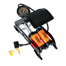 DOUBLE CYLINDER FOOT PUMP TYRE INFLATOR WHEEL HEAVY DUTY CAR BIKE VAN AIR ZENO