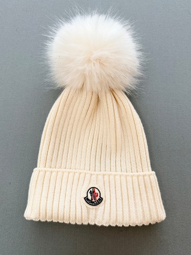 Moncler white ivory beanie - moncler,