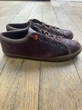 Tretorn Gullwing Trainers 10.5uk Oxblood Leather Brown Plaid Cloth Rare Converse