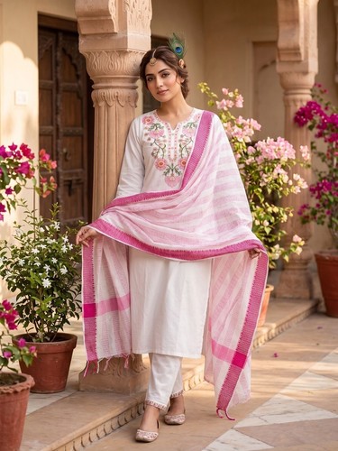 Indian cotton floral kurta - indian,