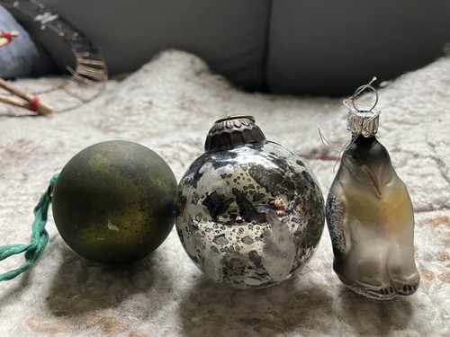 Two glass baubles and - baubles, a