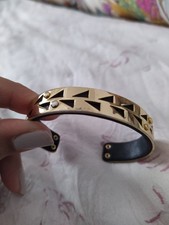 Stella & Dot Addison Gold Leather Cut Out Cuff