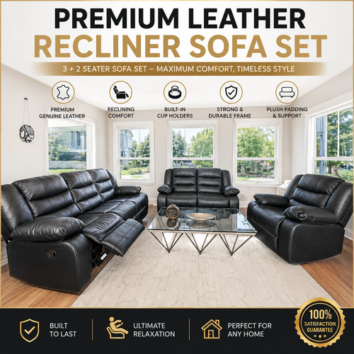 Roma leather recliner - leather, set