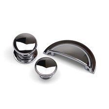 Chrome Kitchen Cup Handle & Round Knobs Polished Silver Cabinet Door Drawer Pull