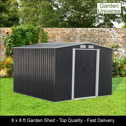 Garden shed metal storage - metal, grey