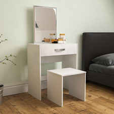 SALE Dressing Table Modern Makeup Desk Mirror Stool Set Bedroom Furniture White