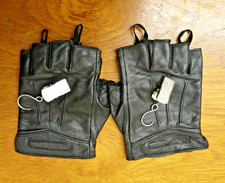 Genuine Harley Davidson Fingerless Biker Gloves & 2 Glove Clips, Leather, Size L