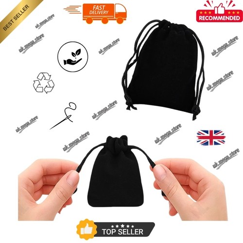 Soft black velvet drawstring - soft,