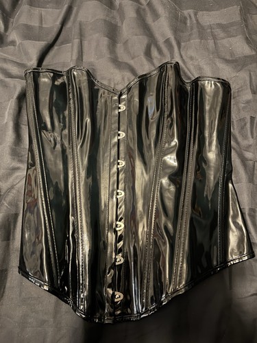 Pvc corset black shiny - black,