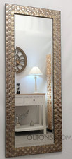 Full Length Wall Mirror Wood Square Mosaic Design Frame Champagne Antique Silver