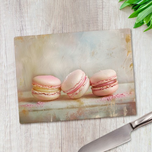 Three pink macaroons glass - macaroons,