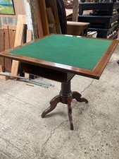 Vintage Antique Style Brown Wooden Folding Pedestal Card Games Side Table