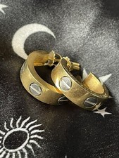 Genuine Vintage Cartier Love Screw  Bi Colour 18ct Gold Hooped Earrings