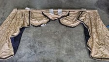Curtains large pelmet swags gold cream fabric 283cm w x187 drop 9'3" wide lined