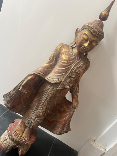 Burmese buddha statue wood - statue,