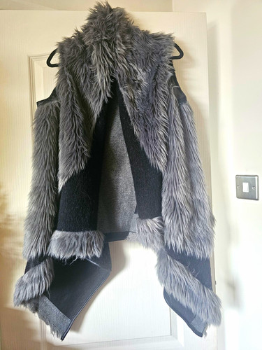Womens grey black faux - black,
