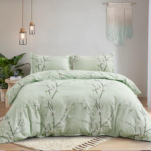 Green bedding set floral - green,