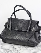 LK Bennett Black Croc Print Leather Tote Shopper Bag