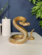 Gold Snake Ornament Art Sculpture | Jungle Home Decor Table Decor