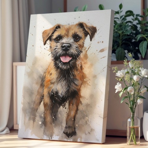 Border terrier action canvas - border,