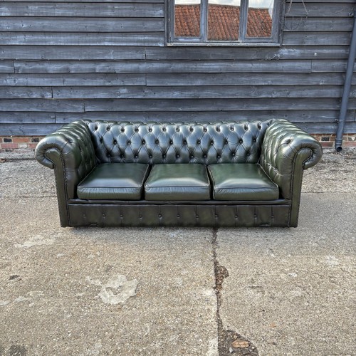 Green leather chesterfield - green,