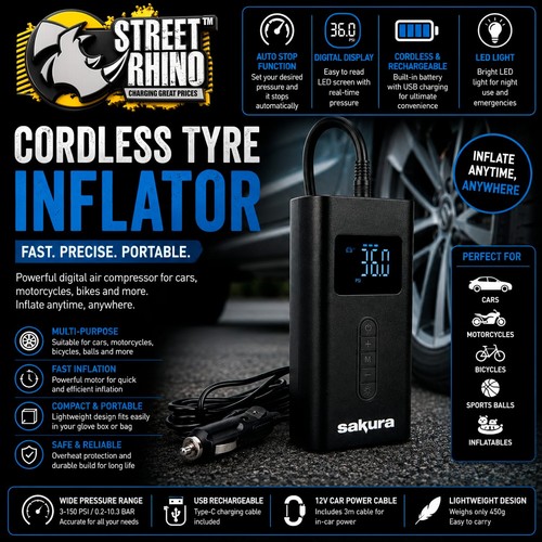 Cordless tyre inflator air - cordless,