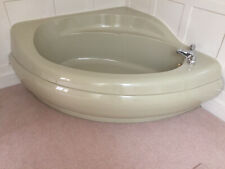 bathroom suite with corner bath,mirror, and shower tray