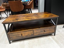 Industrial Coffee Table Rustic Metal Furniture Vintage Storage Drawer Large Unit