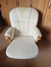 Dutalier Caitlin Reclining Rocking Chair with Glider Stool - Cream/Wood finish