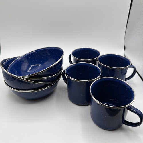 Enamelware blue speckled - 8, pc