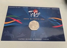 2021 Gibraltar 2020 Tokyo Games Olympic Cycling 50p Coin Diamond Finish Pobjoy!