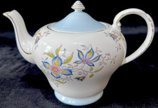 Royal Grafton “Clematis” Vintage Powder Blue Bone China 4 Cup Vintage Teapot