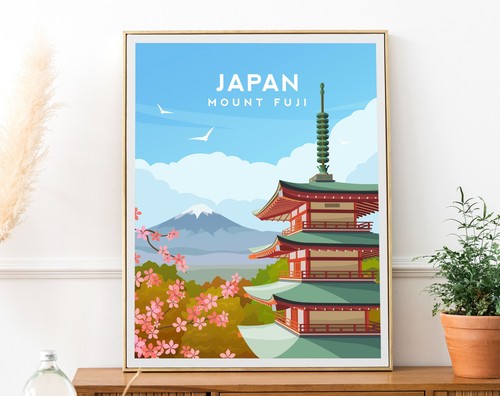 Japan pagoda art print mount - pagoda,