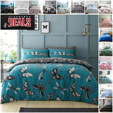 Reversible Bedding Set Pillowcase Printed Duvet Quilt Cover Single Double King