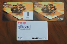 3 USED TESCO CORPORATE GIFT CARDS. NO VALUE. COLLECTORS ITEM. LOT 7