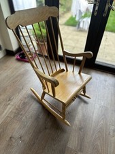 Vintage Wooden Rocking Chair – Solid Wood – Retro