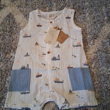 Albetta Boy’s Nautical Themed Sleeveless One-Piece Romper, 3-6 Months NWT