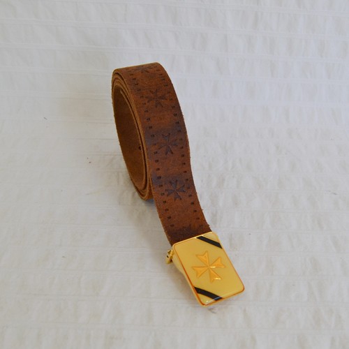 Vintage tan leather belt - tan, with