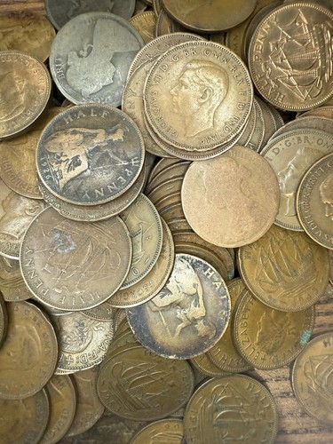 Old british half pennies - pennies,