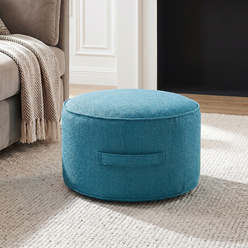 Round stool linen bean bag - round,