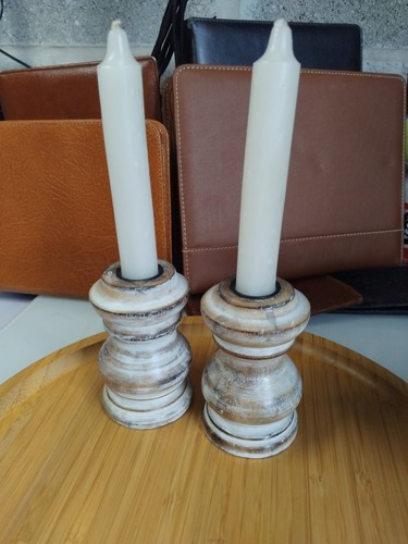 Wooden candlestick with - wooden,