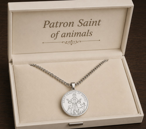 Silver saint francis back - silver,