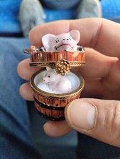 Rare Limoges Rochard Pig In A Wash Bucket Trinket Box Hand Painted. 